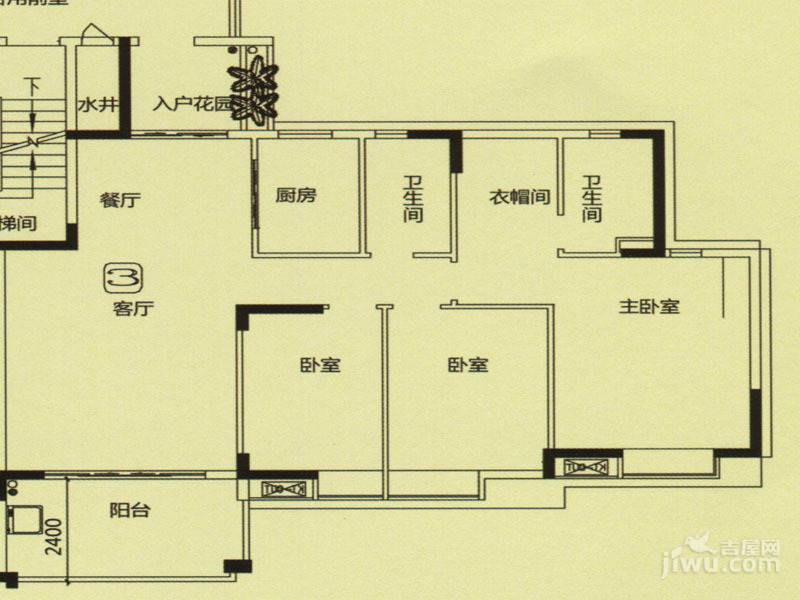 尚观御园3室2厅2卫106㎡户型图