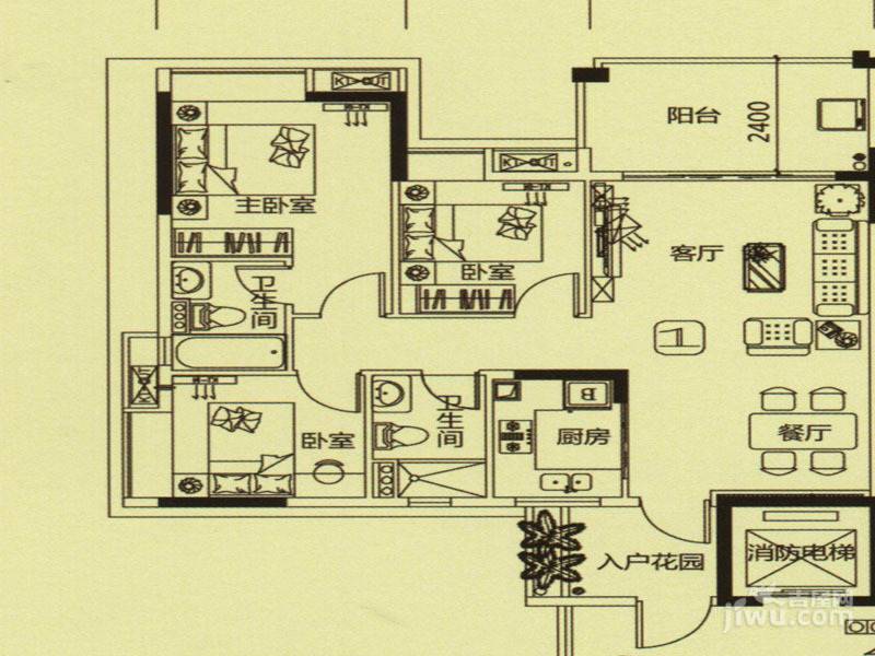 尚观御园3室2厅2卫93㎡户型图