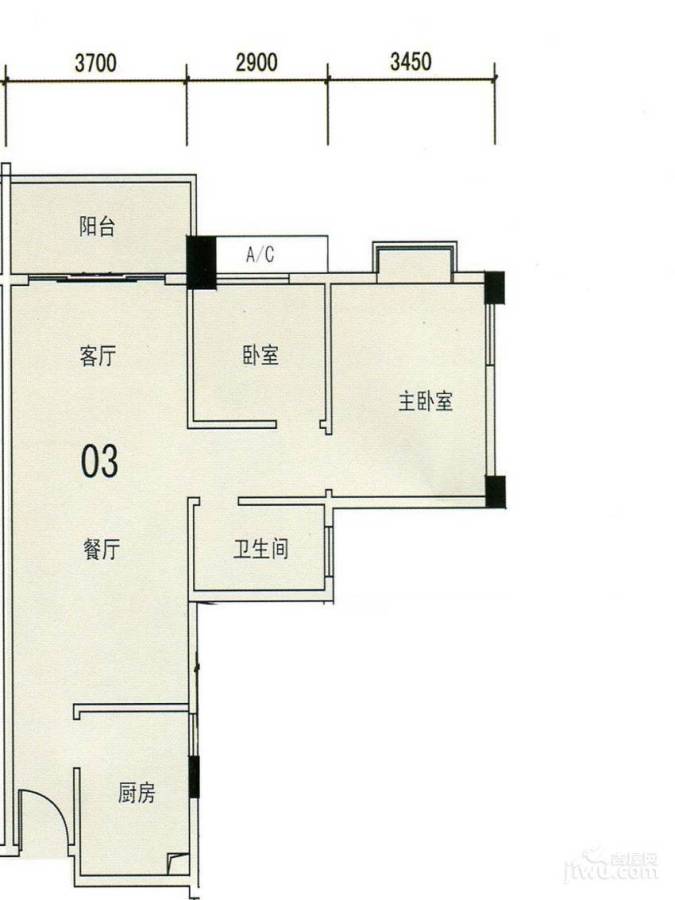 锦隆花园二期2室2厅1卫77.9㎡户型图