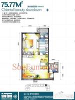 美景东方1室2厅1卫75.8㎡户型图
