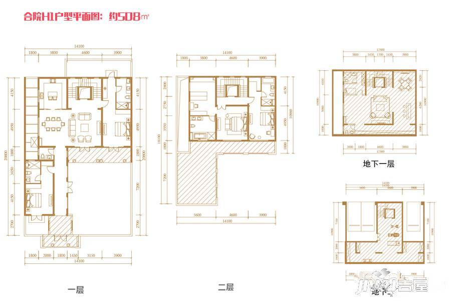 紫禁壹号院5室6厅3卫508㎡户型图