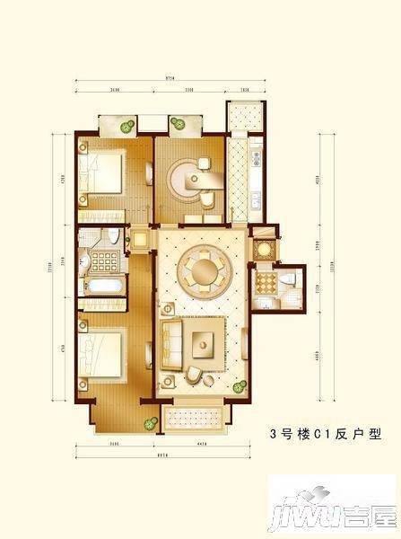 银河湾3室2厅2卫147.8㎡户型图