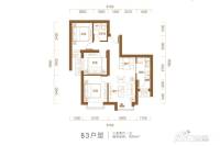 首开住总·国悦居3室2厅1卫86㎡户型图