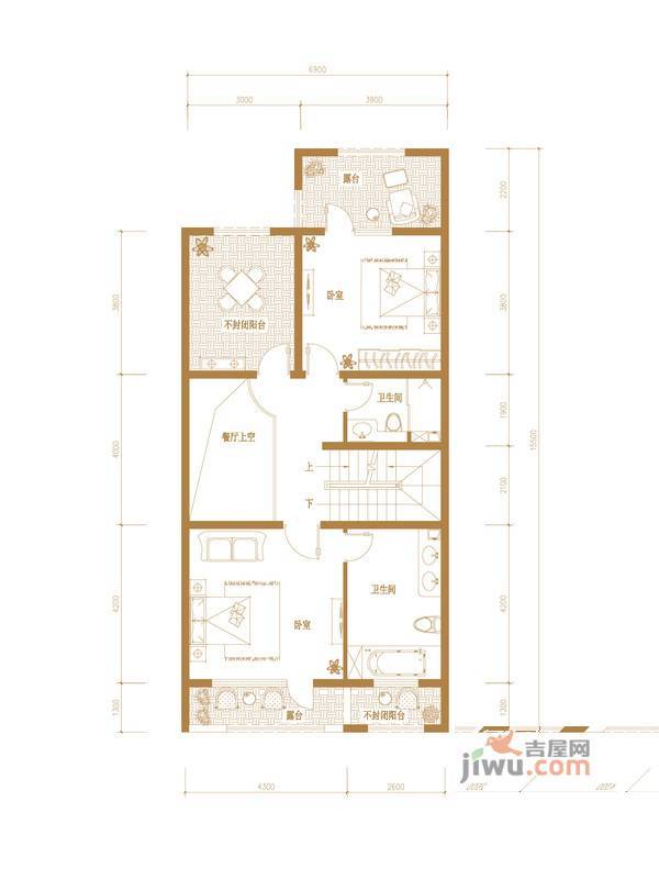 懿品府2室1厅2卫306.7㎡户型图