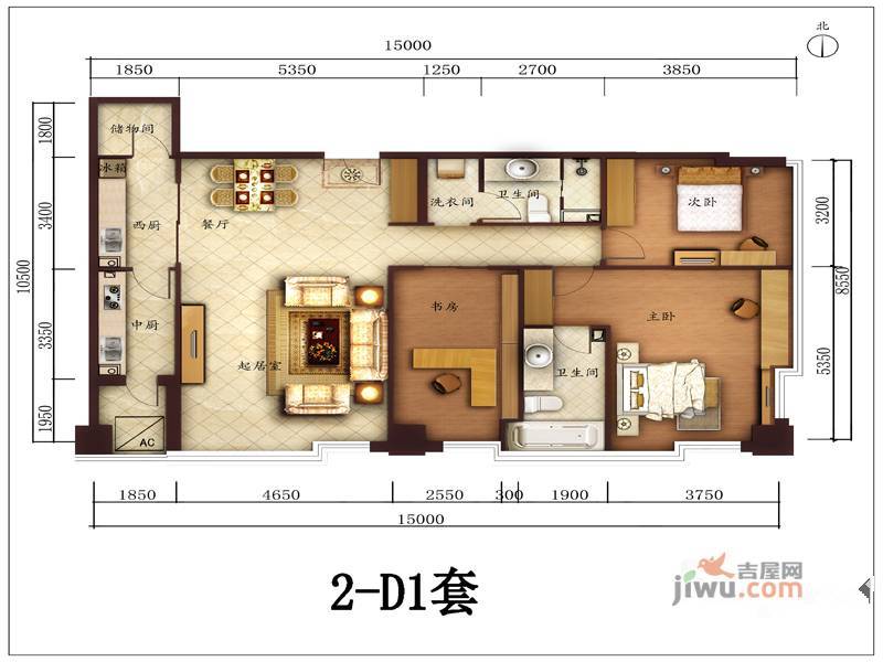 国瑞城3室2厅2卫182㎡户型图