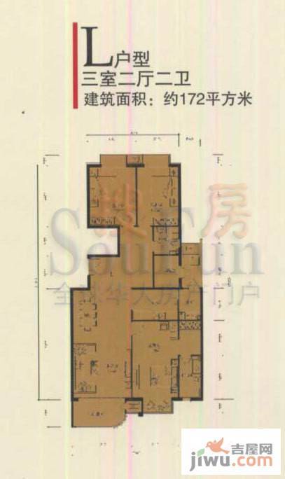 国瑞城3室2厅2卫172㎡户型图