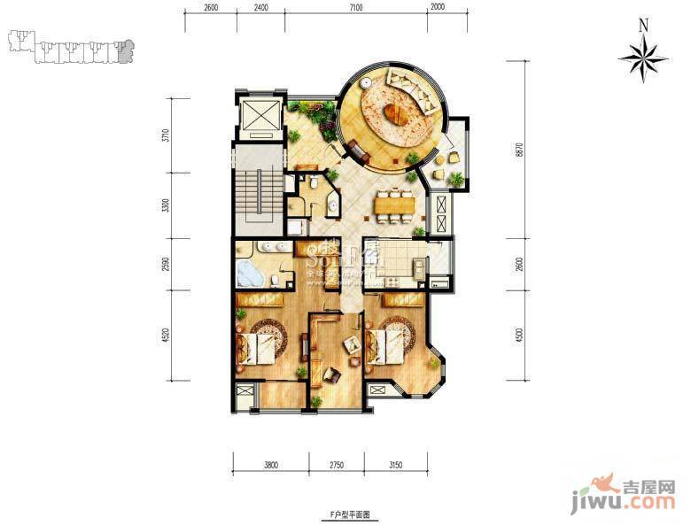 海棠公社3室3厅2卫户型图