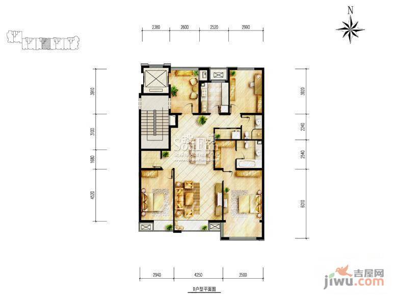 海棠公社3室3厅2卫户型图