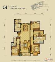 融科钧廷4室2厅2卫175㎡户型图