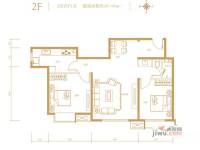 融科钧廷2室2厅1卫87㎡户型图