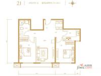 融科钧廷2室2厅1卫74㎡户型图