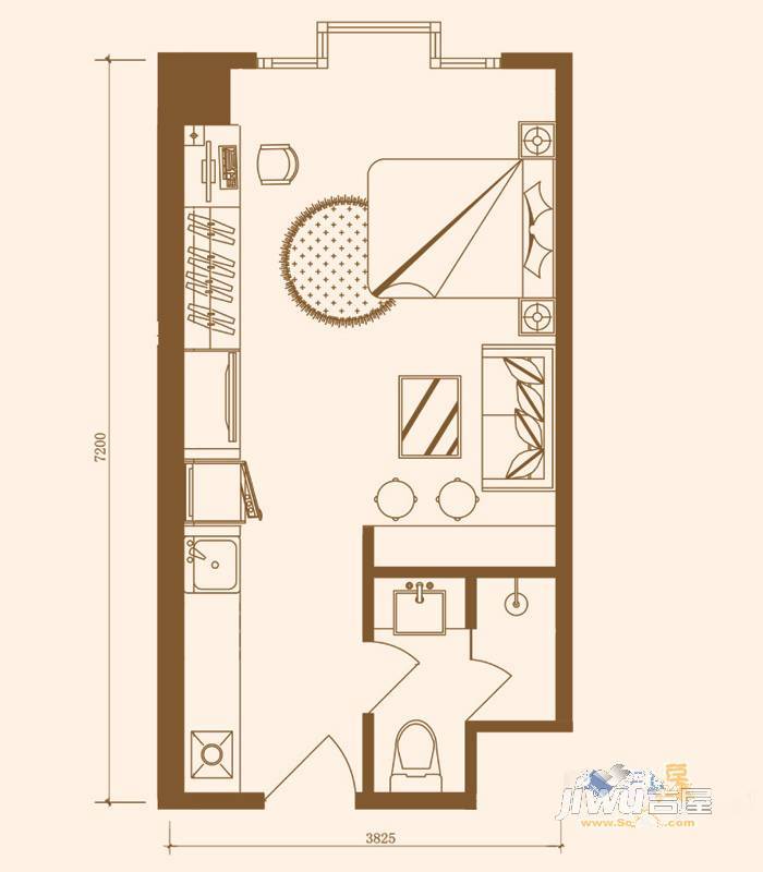 中基大厦1室1厅1卫34.2㎡户型图