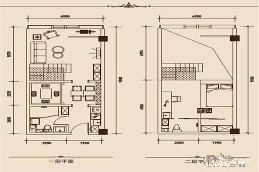 通州绿地中央广场2室1厅1卫56㎡户型图