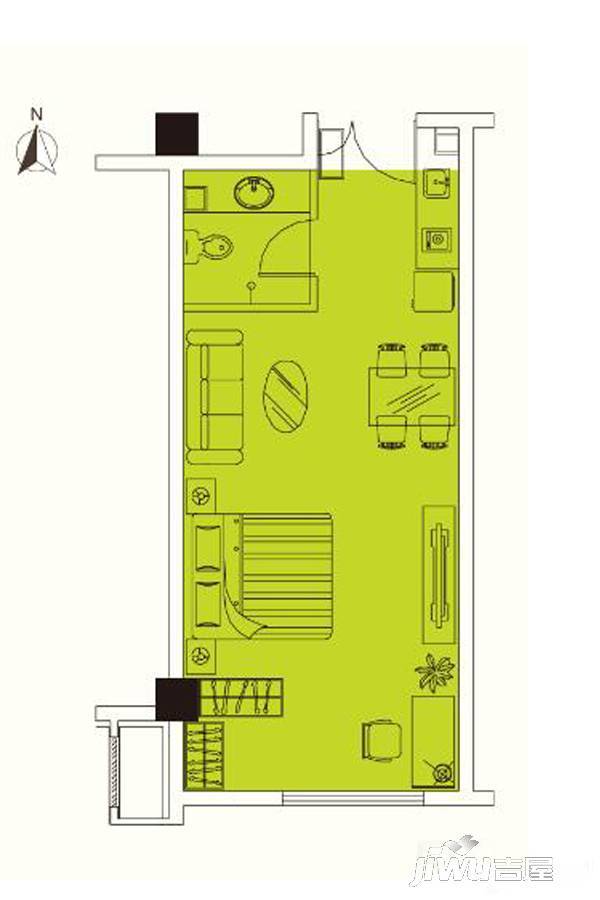 金地朗悦·YOYO派1室1厅1卫45㎡户型图