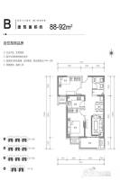 西山湖(自住房)2室2厅1卫88㎡户型图