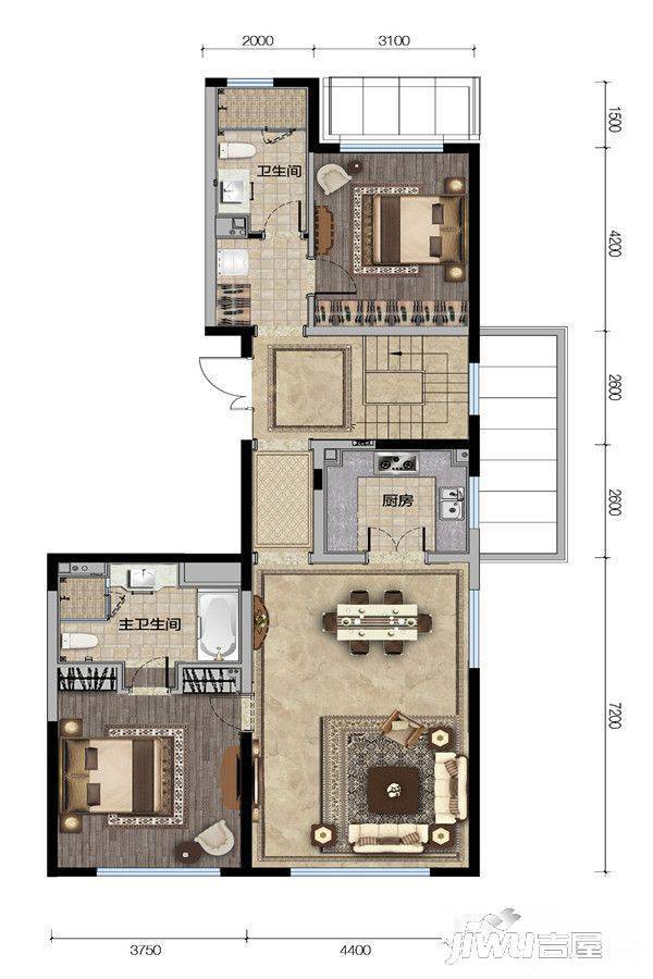 西宸原著4室2厅3卫290㎡户型图