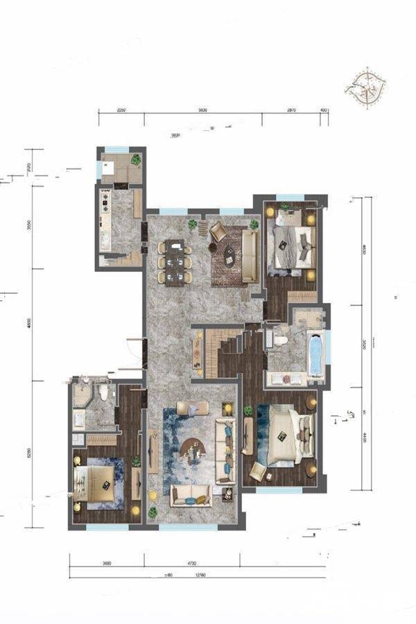 华润萬橡府3室3厅2卫185㎡户型图