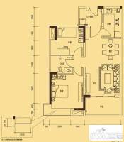 达鑫江滨新城2室2厅1卫80.5㎡户型图