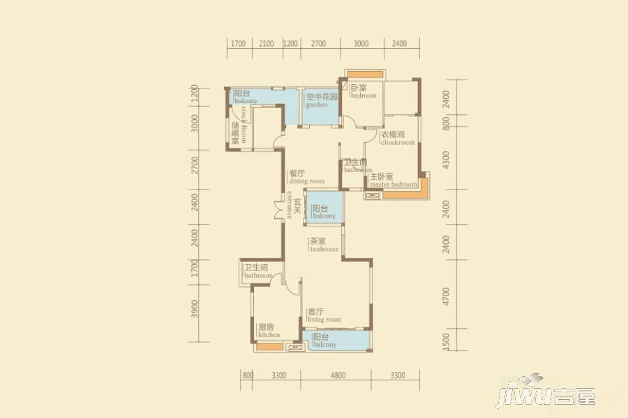 御湖半山4室3厅3卫177㎡户型图