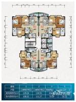 东成花园松湖兰岸3室2厅2卫129㎡户型图