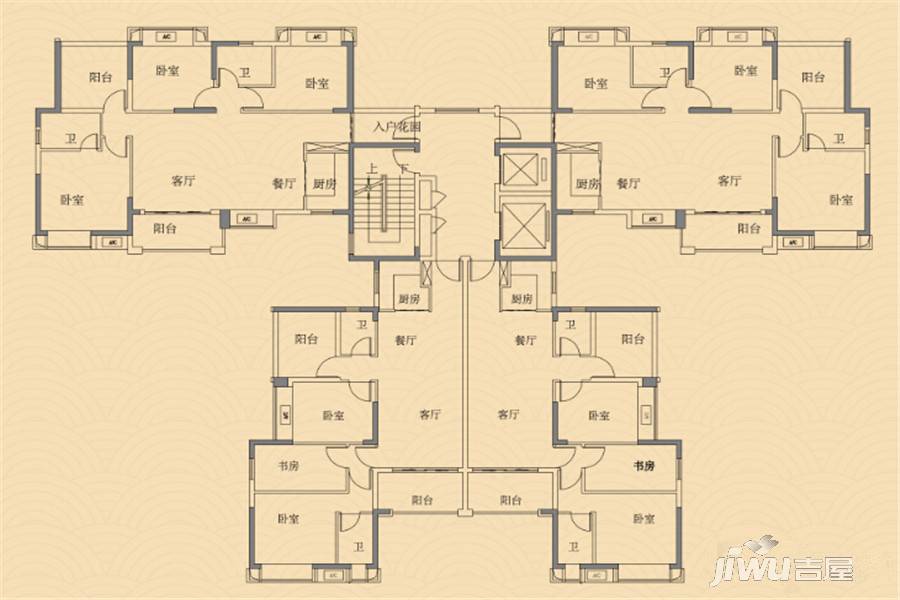 汉邦雍景居3室2厅2卫114㎡户型图