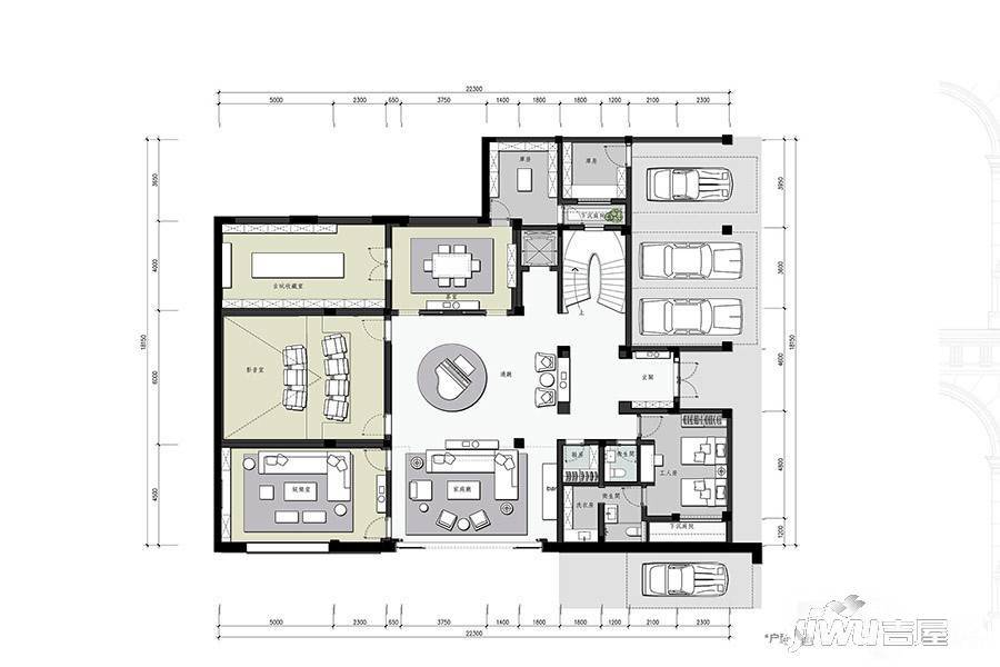 3号别墅普通住宅704㎡户型图