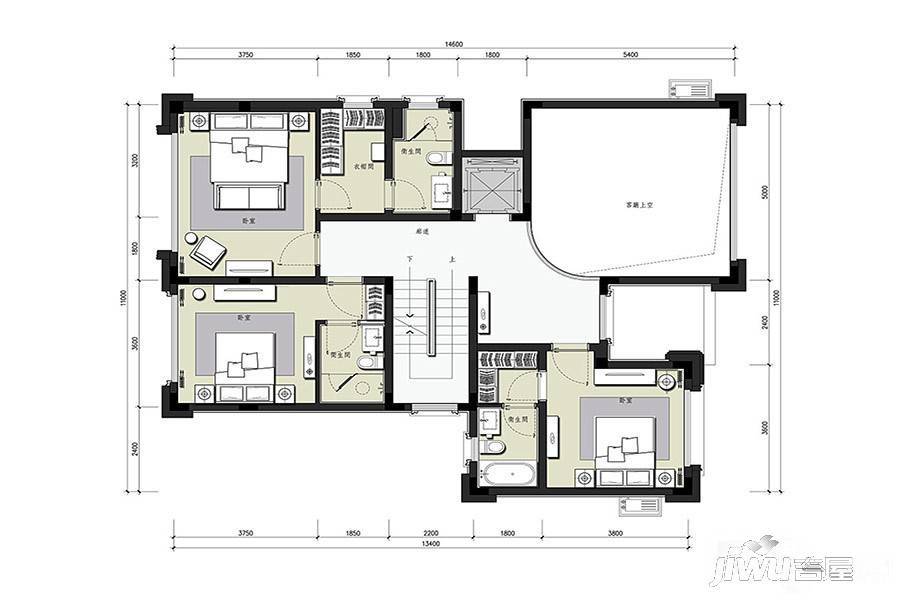 3号别墅普通住宅422㎡户型图