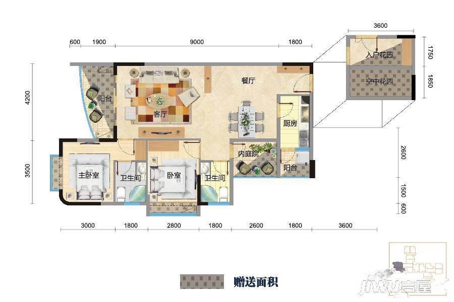 米兰天空3室2厅2卫116㎡户型图