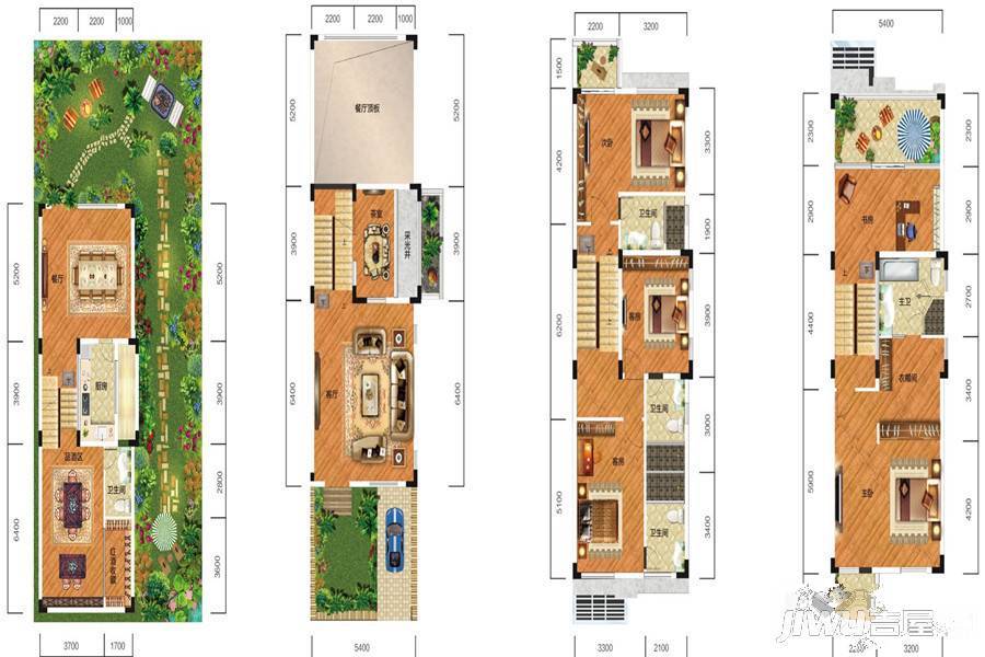 奥园观澜誉峰5室3厅5卫226㎡户型图