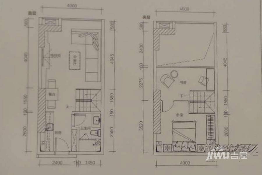 星河城市广场商铺2室2厅1卫51㎡户型图