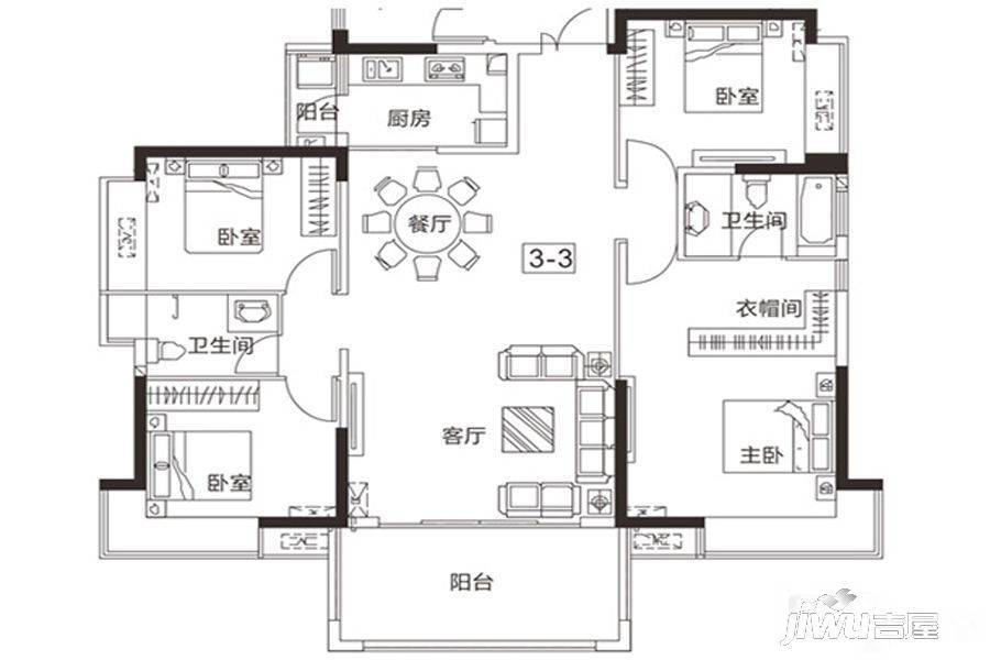 凤凰台4室2厅2卫150㎡户型图