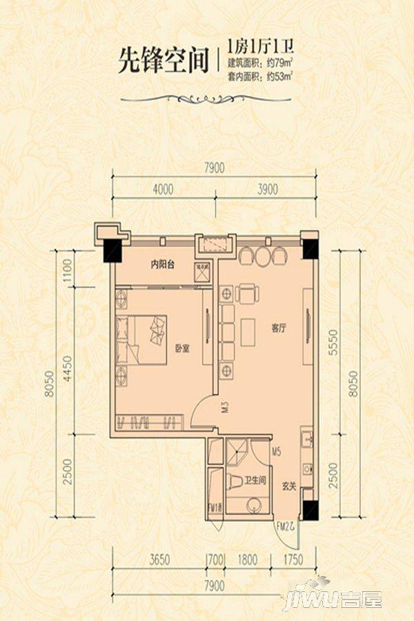 丰泰黄旗观邸商铺1室1厅1卫79㎡户型图