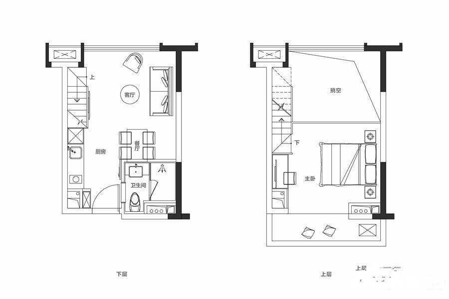 阳光城MODO1室2厅1卫35㎡户型图