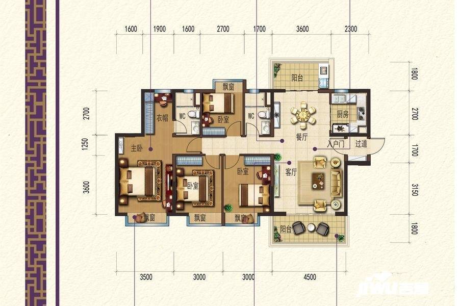 碧桂园珑远紫宸府4室2厅4卫140㎡户型图