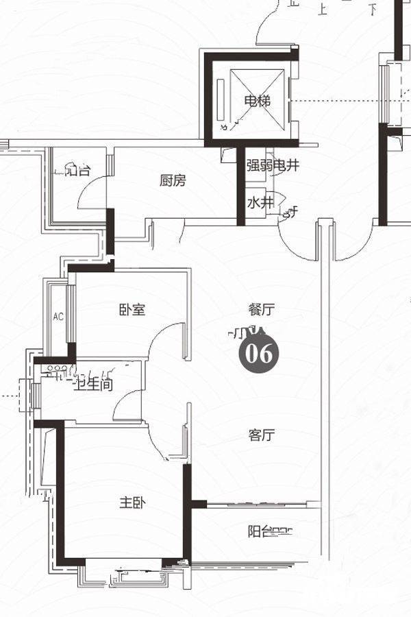 恒大江湾2室2厅1卫86㎡户型图
