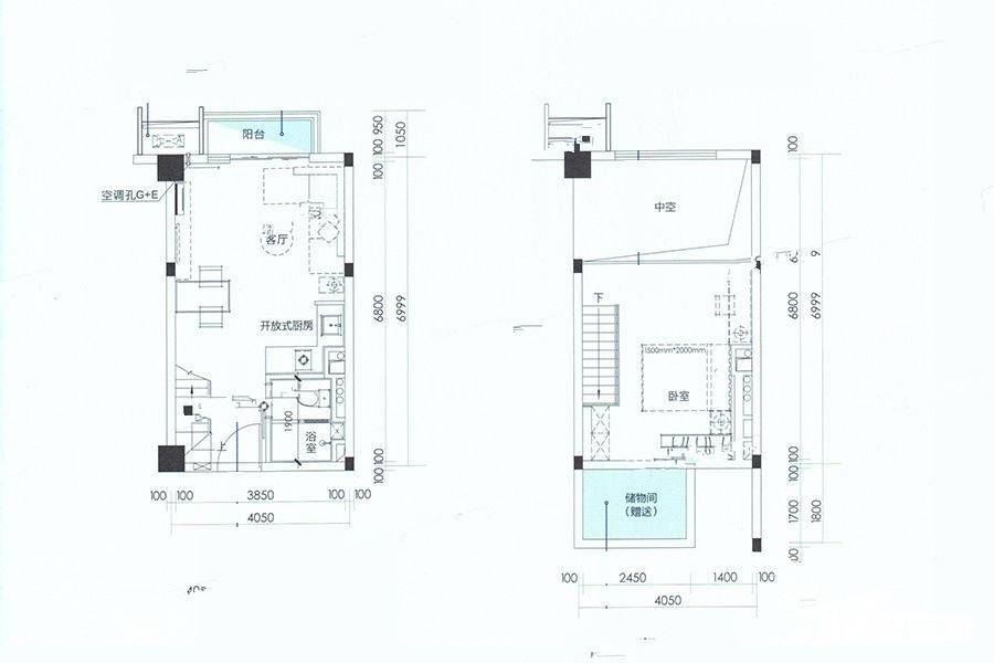 保利珑远国际广场1室1厅1卫40㎡户型图