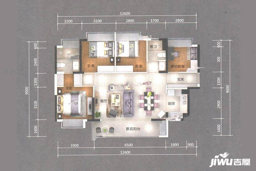 鼎峰悦境4室2厅2卫119㎡户型图