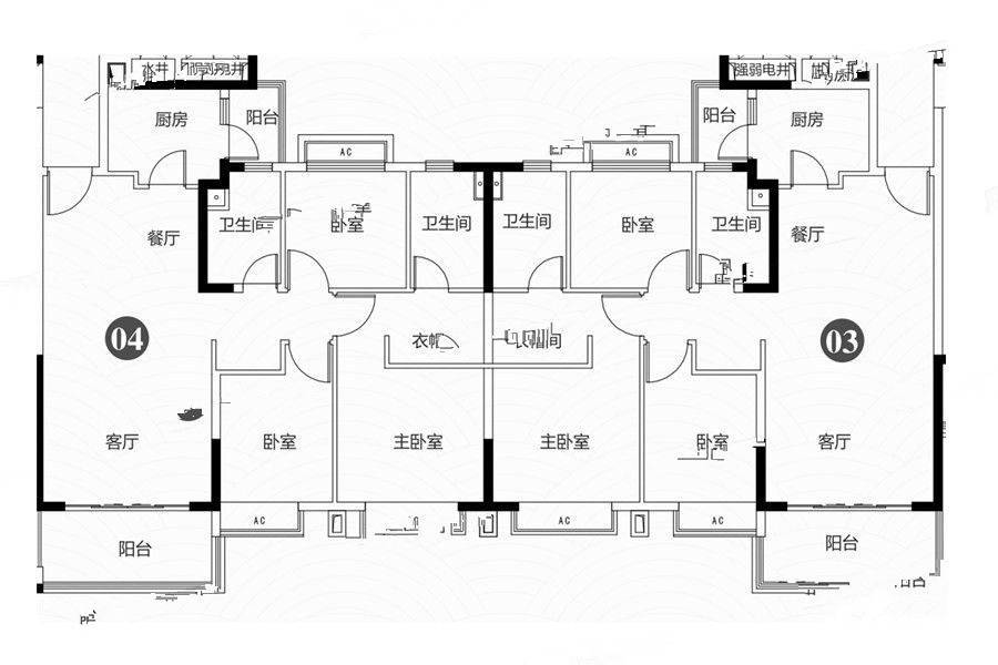 恒大江湾3室2厅2卫121㎡户型图