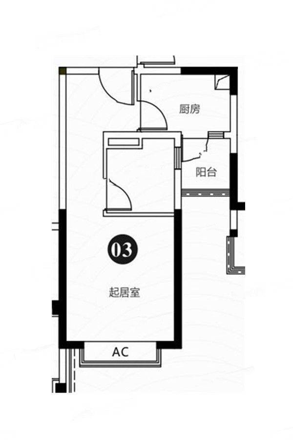 恒大江湾1室1厅1卫41㎡户型图
