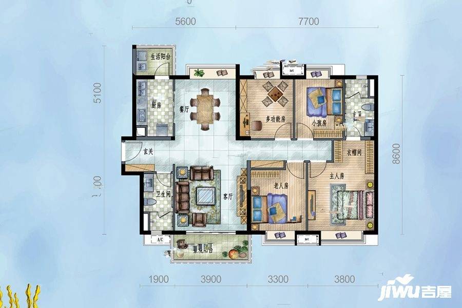 保利格外松湖别墅4室2厅2卫143㎡户型图