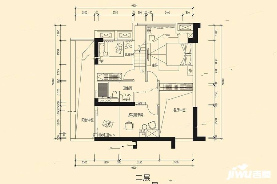 戛纳湾4室2厅2卫112㎡户型图