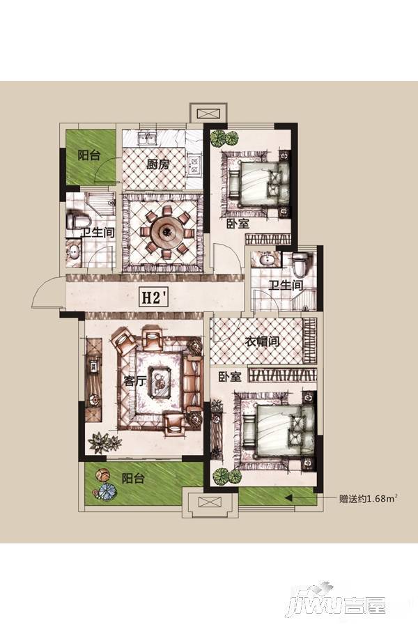 武陟海德公馆3室2厅2卫1082㎡户型图