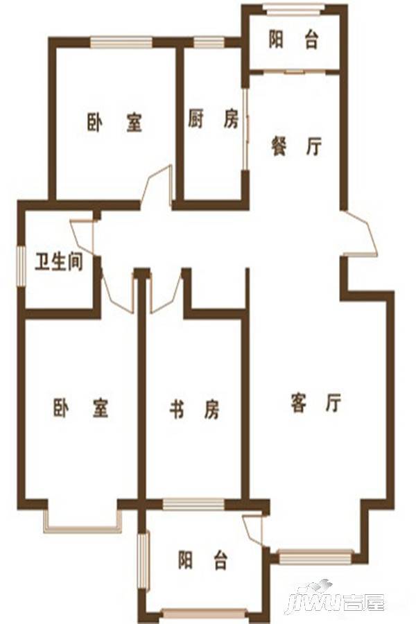 金都花园三期香榭丽都3室2厅1卫129㎡户型图