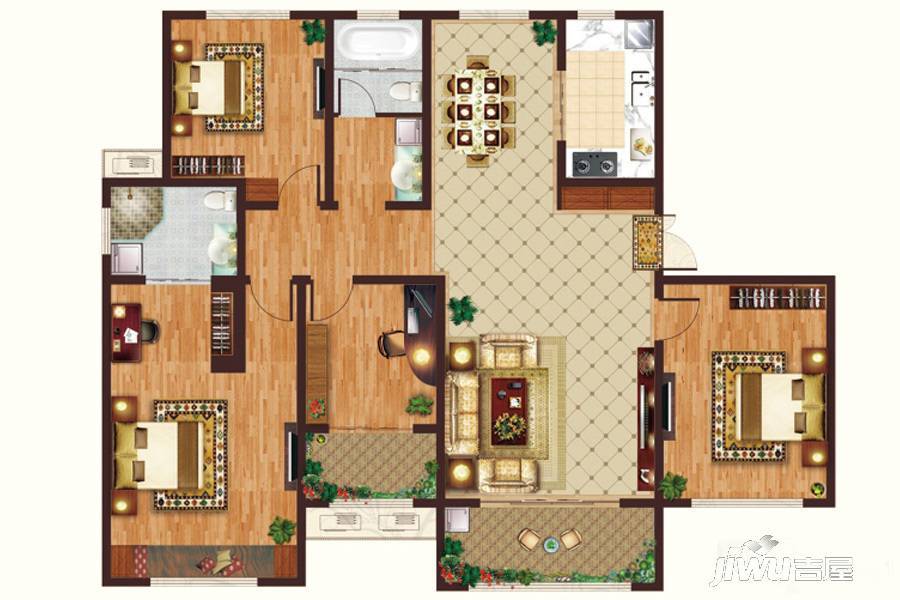 淄博明发世贸中心4室2厅2卫190㎡户型图