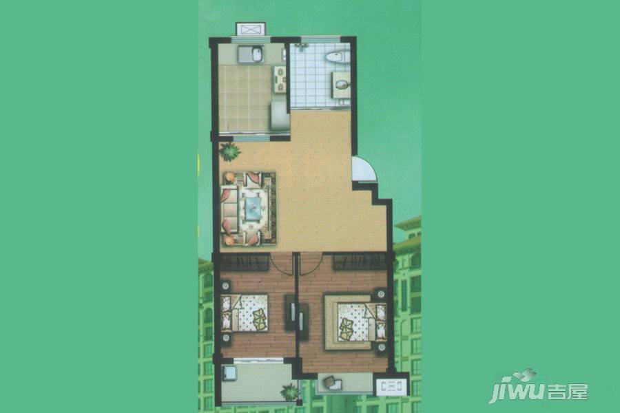 唐宁郡2室2厅1卫78.6㎡户型图