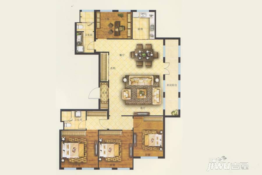 德润绿城御园4室2厅2卫170㎡户型图