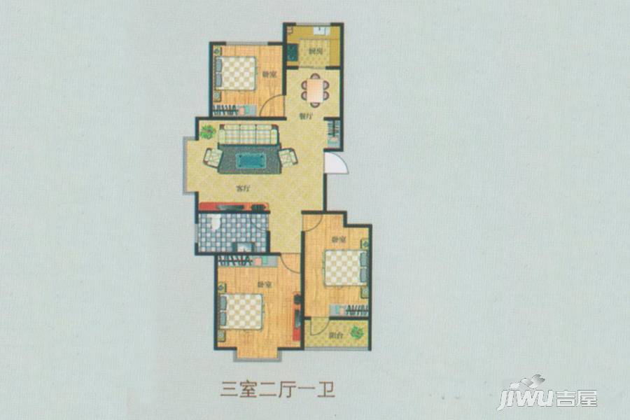 平章府3室2厅1卫110㎡户型图