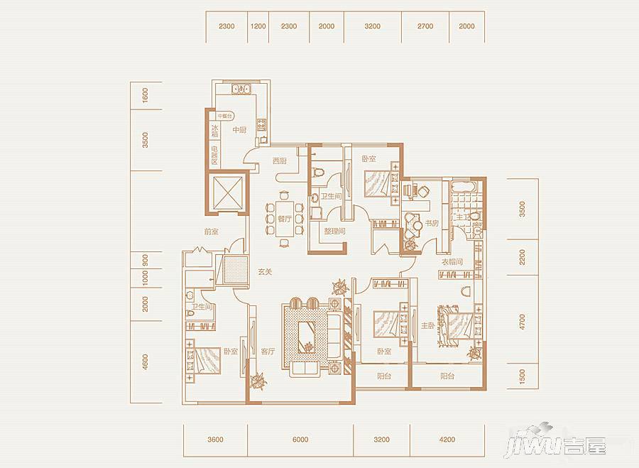 公园壹号5室2厅3卫253㎡户型图