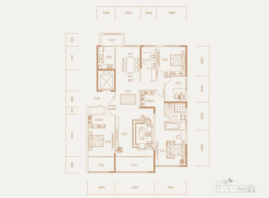 公园壹号4室2厅2卫222㎡户型图