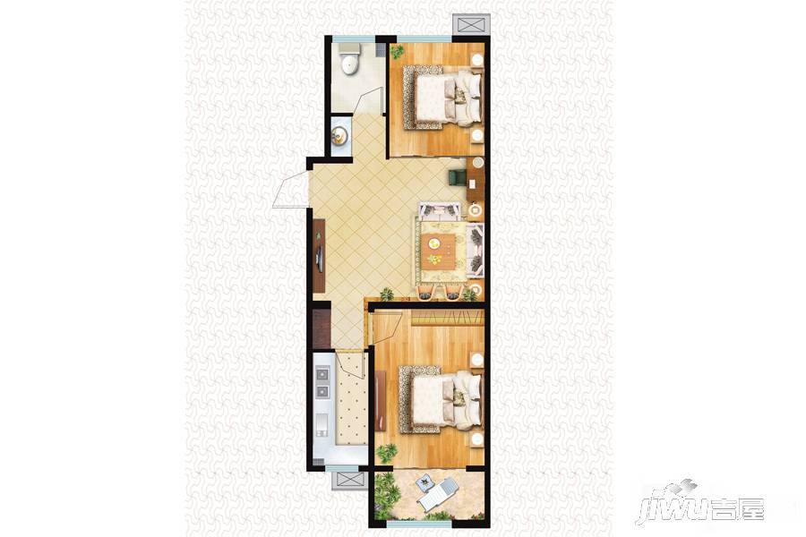 朝阳锦园2室1厅1卫83.7㎡户型图